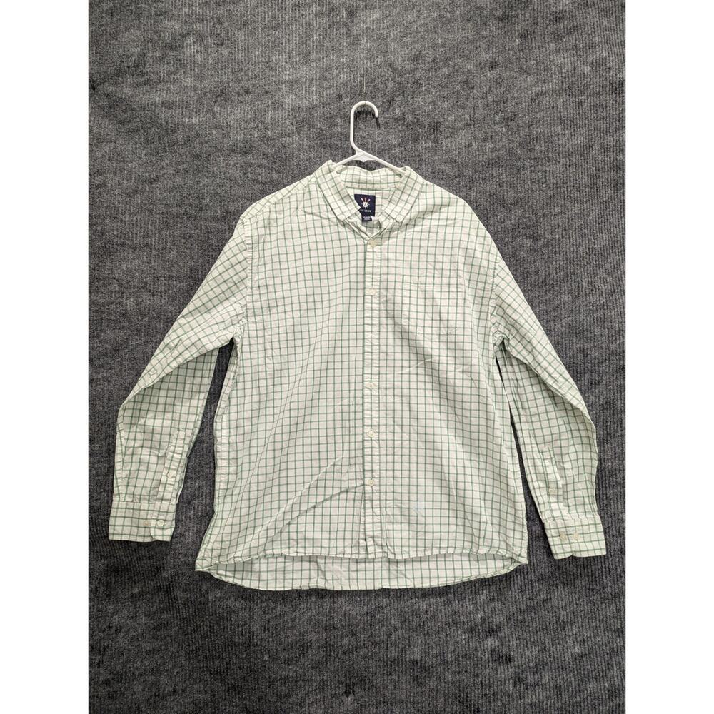 Ivy Crew Green White Windowpane Long Sleeve Cotton Button Down Shirt Mens XL